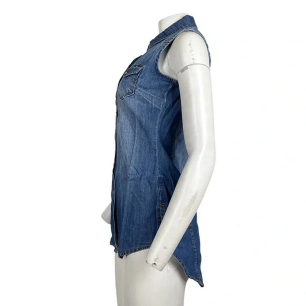 Sleeveless Denim Tunic Dark Wash - Picture 2 of 3